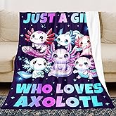WENNGNGT Cute Axolotl Blanket Gifts for Girls Kids, Unique Throw Blanket Gift for Axolotl Lovers, Funny Cozy Warm Comfy Flannel Throws Blankets for Couch Sofa Bedroom Living Room 60"x50"