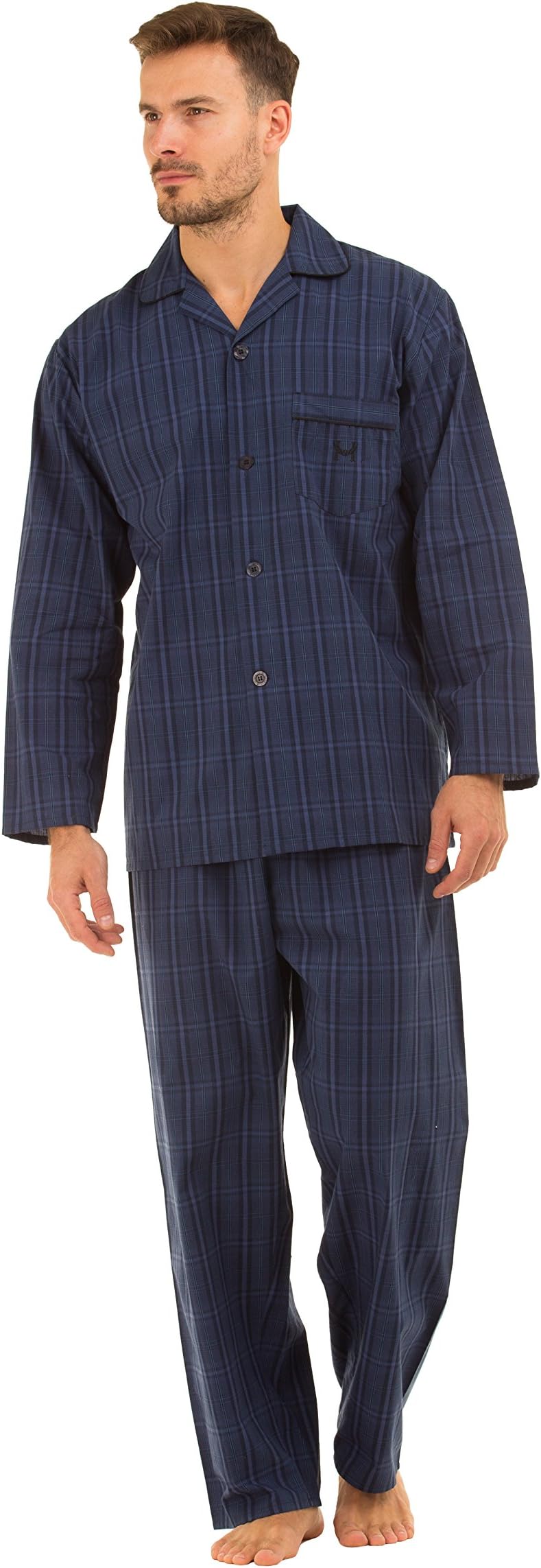 Mens 100% Cotton Long Pyjama Lounge Wear