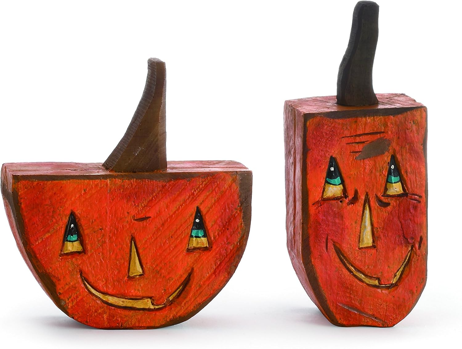 Amazon Com Demdaco Seasons Small Jack O Lantern Figures Set Of 2 Home Kitchen