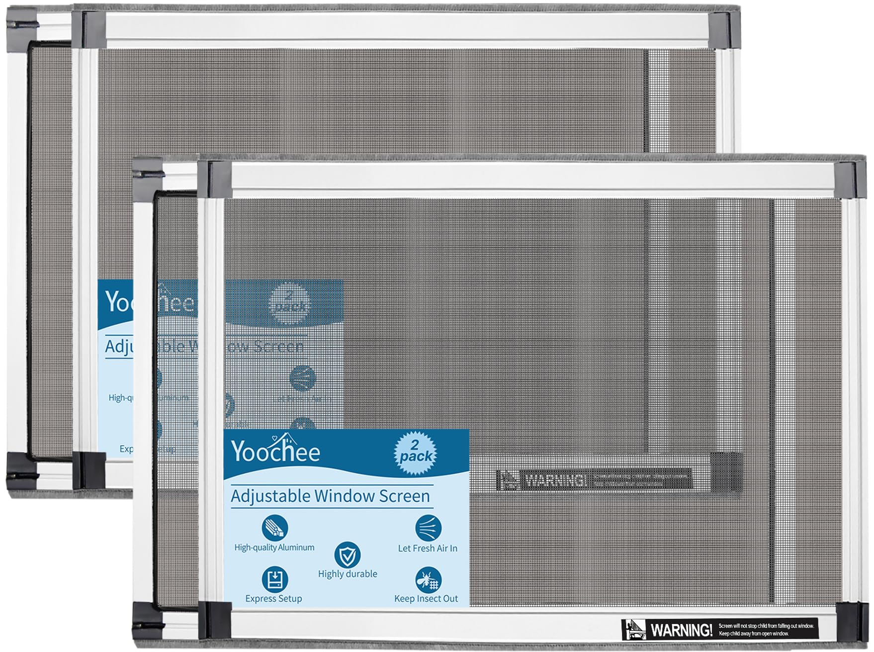Yoochee Expandable Window Screen, 2 Pack Adjustable Window Screen(18
