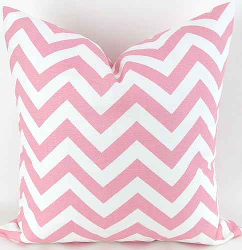 Amazon Com Pink And White Chevron Throw Pillow Cover Zig Zag