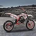50cc 2-Stroke Kids Dirt Bike, Pocket Gas Motorbike, Off Road Gas Power Mini Pocket Motorcycle with Front Rear Disc Brakes, Mini Dirt Scooter Bike Pocket, Racing Max Speed 40km/H (Red)