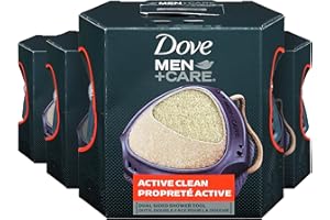 Dove Men+Care Active Clean Dual Sided Shower Tool, Deep Clean Exfoliator, Washes Away Odour-causing Bacteria (Pack of 4)