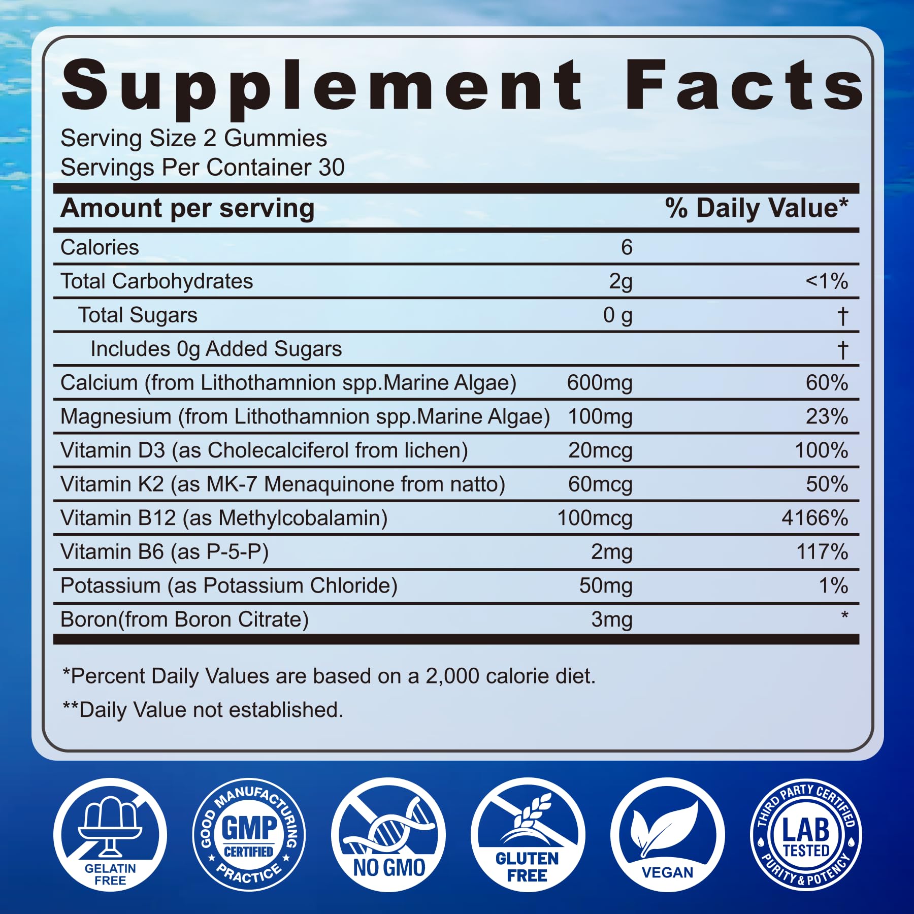 Calcium Gummies 600mg - Calcium Supplement for Women, Ocean Algae Calcium | Vitamin D3, K2, Magnesium | for Bone Strength, Muscle & Immnue | Sustainably Sourced Algae Calcium, 70+ Mineral, Vegan,2PACK