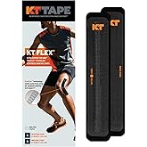 KT Tape, KT Flex Reinforced Adhesive Strips – 8 Pack, 10 in. Precut Strips in Black – Effective Support for Weak or Injured Knees, 2-Strip Application, Breathable, and Comfortable for Up to 3 Days