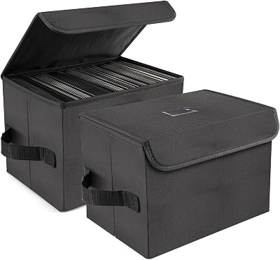 alavisxf xx 7" Vinyl Storage Box 120 Records Foldable Stackable with Lid