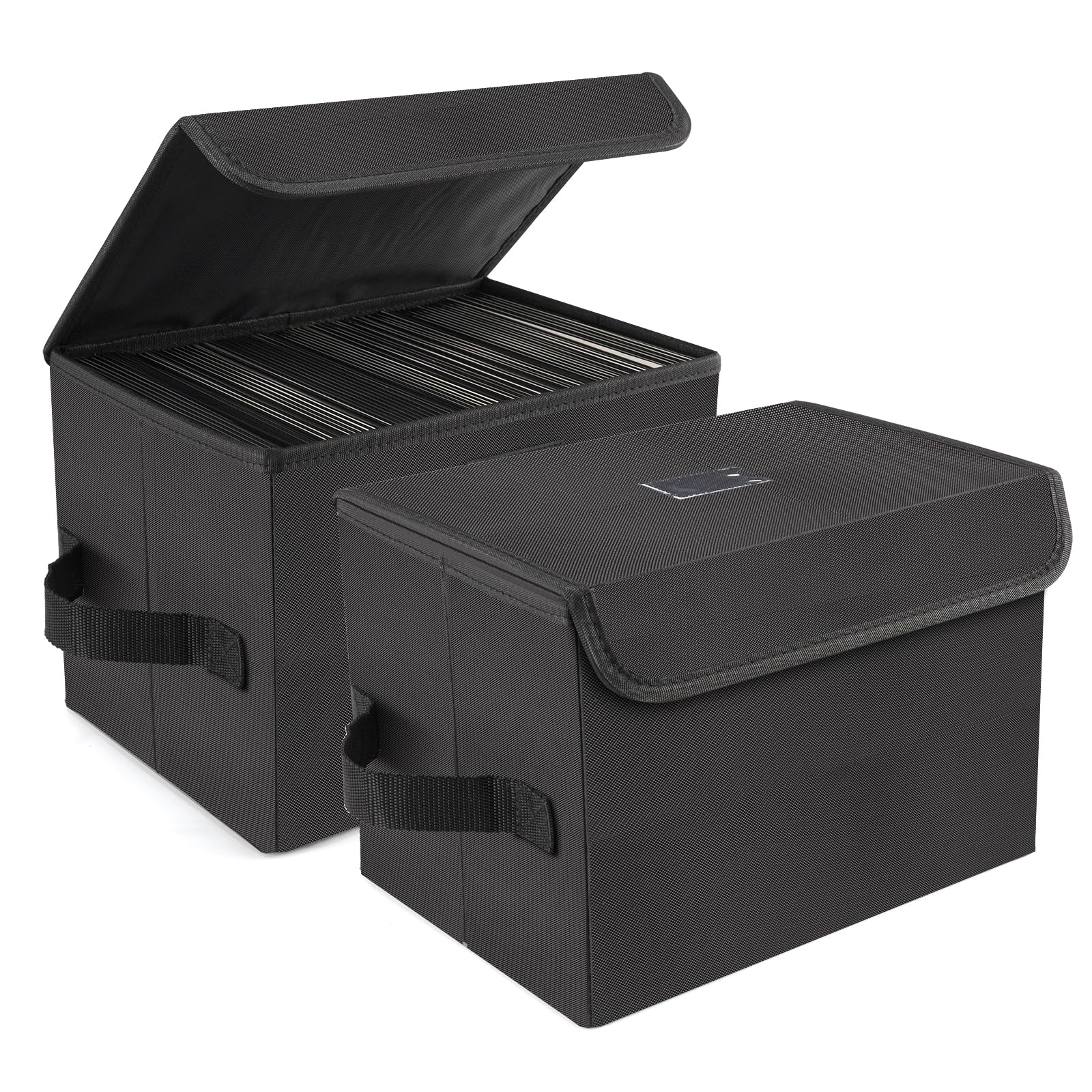 alavisxf xx 7" 45RPM Vinyl Record Storage Box Foldable Stackable with Lid & Handle - Holds 120 Records - 7 Inch Vinyl Storage Box - 2 Pack