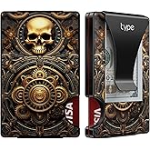 typecase Minimalist Wallet for Men: Metal Card Holder with Removable Money Clip, RFID Blocking, Slim, Utral Thin, Small, Front Pocket, Hold up to 15 Credit Cards (Skull)