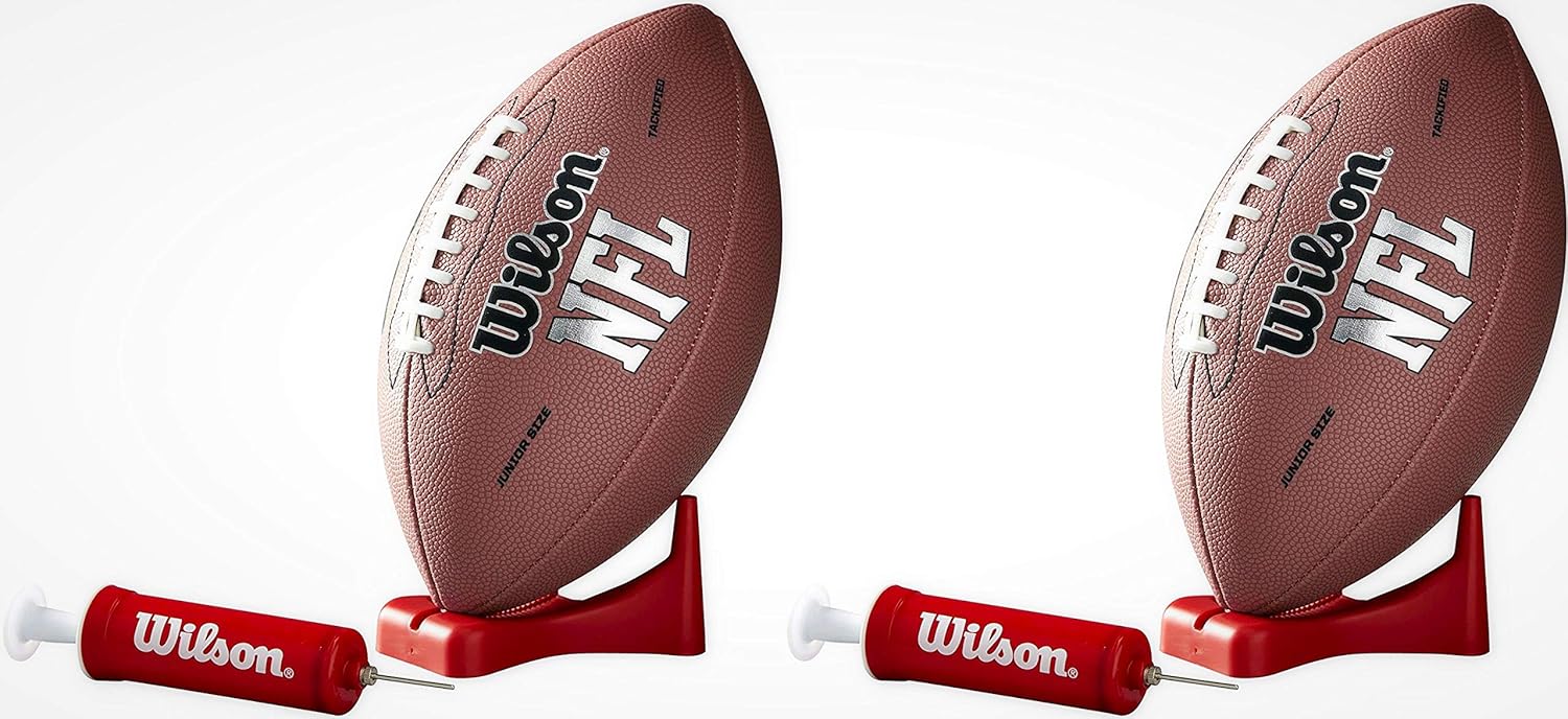 Wilson NFL MVP Junior Football with Pump and Tee, Brown Version: Sports & Outdoors