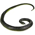 HOHAJIU 53" Giant Rubber Snake Black Mamba Snake Figurine Fake Snake Toy Prankster Stuff for April Fool's Day, Garden Decor Props to Scare Birds and Squirrels