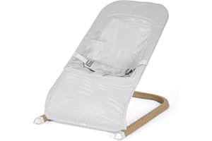 SeedFuture Baby Bouncer, Portable Baby Bouncer Seat for Babies 0-12 Months with Wood Grain Base Natural Vibrations, Grey