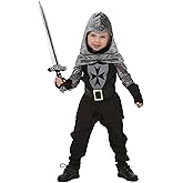 Valiant Knight Costume for Toddlers - Includes Tunic, Hood, Gloves & Belt - Medieval Armor Halloween Outfit