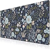 Samgula Office Desk Pads Floral Pattern Jumbo Mouse Pad Gaming Mousepad Large Mouse Pads The Desk Mat Non-Slip Rubber Base Waterproof with Stitched Edges 35.4 X 15.7 for Game Office,