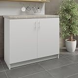 JD Greta 1000mm Fixed Height Kitchen Base Cabinet with 38mm Worktop - White view 2