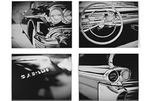 Lisa Russo Fine Art - Black and White Cadillac Photo Prints - Set of 4 - Not Framed - Gift for Dad (4 8x10 Prints Only)