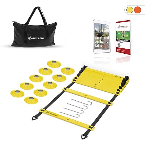 INTENT SPORTS Pro 20ft Speed Agility Ladder & 10 Cones Training Set