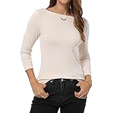 QUALFORT Women’s 3/4 Sleeve T-Shirts Slim Fit Lightweight Casual Tops for Spring Summer 2026