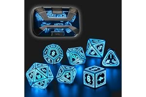 FONVGOGO Light up DND Dice Set Rechargeable,Cool LED D and D Dice 7pcs with Charging Box Polyhedral Dungeons and Dragons RPG 