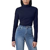 GIVON Women's Mock Turtleneck T-Shirts Soft Stretch Classic Fit Basic Layer Tee Shirts Long Sleeve