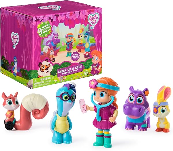 Vida The Vet, Check Up & Care Friendship Pack with 5 Action Figures, Stethoscope, Headlamp, & Sticker Sheets, Kids Toys for G