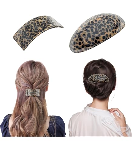 Mini Oval Celluloid Hair Clips Silver Onyx 2 Pcs Tige Boule French Style Amazon.com : French Amie Oval Mini Silver Grey Opera Tokyo  main image 3