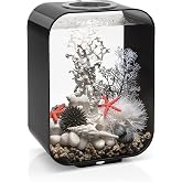 biOrb Life 15 Acrylic 4-Gallon Aquarium with White LED Lights Modern Compact Tank for Tabletop or Desktop Display, Black