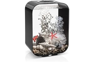 biOrb Life 15 Acrylic 4-Gallon Aquarium with White LED Lights Modern Compact Tank for Tabletop or Desktop Display, Black