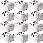 SWEET DOLPHIN 12 Pack Extra Large Moving Bags with Strong Zippers & Carrying Handles, Heavy Duty Storage Tote for Space Saving Moving Storage, Fold Flat, Alternative to Moving Box, Semi-Transparent