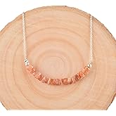 Natural Sunstone Bar Pendant Necklace, Heishi Beads Gemstone, Energy Healing Crystals, Birthday, Christmas Gift for Her, Gemstone Jewelry For Women 18 inch AAA+ Quality (sunstone)
