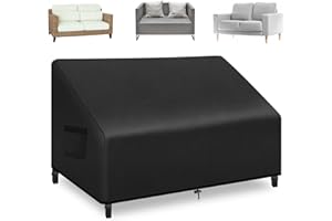 Miuwauer Patio Loveseat Cover Waterproof 60" Wx34 Dx30 H Outdoor Couch Cover Heavy Duty with Air Vent Patio Furniture Covers for 2-Seat Couch Sofa Loveseat Lawn Garden, Black