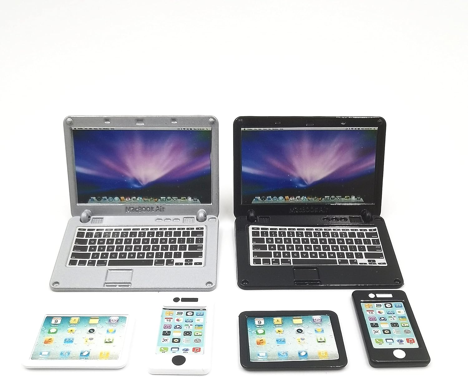 SXFSE Dollhouse Decoration Accessories, 6 Pack 1/12 1/6 Dollhouse Miniature Scene Model Mini Laptop Tablet and Smart Phone Scene Model (Multicolored)