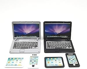 SXFSE Dollhouse Decoration Accessories, 6 Pack 1/12 1/6 Dollhouse Miniature Scene Model Mini Laptop Tablet and Smart Phone Scene Model (Multicolored)