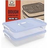Chef Pomodoro Dough Proofing Box 14x11-In, 4-6 Proofing Balls, Blue 2-Pack | Household Pizza and Bread Dough Preparation Cont