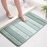 Kmson Ombre Chenille Bathroom Rugs Mat, 17"x24" Non-Slip Bath Mat for Bathroom Floor & Bathtub, Ultra Soft Washable Shaggy Bath Rugs, Fluffy Thick Water Absorbent Microfiber Shower Mat Green
