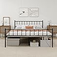 WJORATA Metal Platform Queen Bed Frame with Headboard Sturdy Steel Slats Support No Box Spring Needed Easy Assembly Black