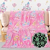 HLGBED Glow in The Dark Princess Castle Blanket for Girls Princess Gifts Toys for Kids Teens Pink Blanket Castle Birthday Halloween Christmas Decor Gifts for Toddler Women 50"x60"