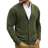Comdecevis Mens Shawl Collar Cardigan Sweater Cable Knit Button Down Long Sleeve Casual Knitwear with Pockets