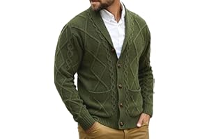 Comdecevis Mens Shawl Collar Cardigan Sweater Cable Knit Button Down Long Sleeve Casual Knitwear with Pockets