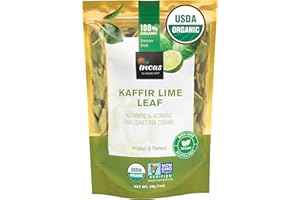 INCAS BY ASIYA LIFE INCAS 100% USDA Organic Kaffir Lime Leaves 1 oz (28 Grams) Direct From Source Thailand Original Authentic Thai Flavor & Citrus Aroma ใบมะกรูดเเห้ง Whole Dried Uncrumpled Leaves Freshly Picked & Easy To Use