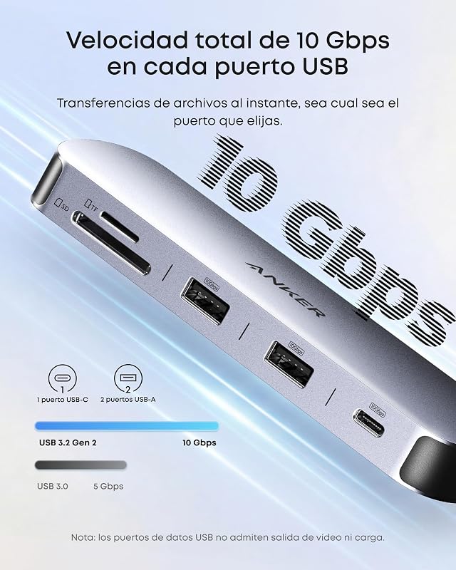 Nano USB C Hub 8 em 1 Multiporta Tipo C