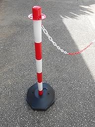 Coppia Dissuasori Con Catena Plastica - Paletti 900mm, Rosso/Bianco, Per Code E Parcheggi - Foto 1