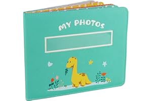 FANNA Baby's My First Photo Album of Dinosaur Theme, Soft Cloth Photo Album with Color Pages for 10 Pictures 4x6 inch