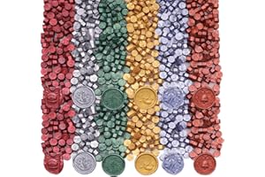 ONWINPOR 600Pcs Wax Seal Beads, Christmas Sealing Wax Beads for Wax Seal Stamp, Red Green Gold Wax Seal Beads Set with 6 Colors Perfect for Christmas Gift Sealing, Letter Sealing (Classic)