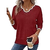 OFEEFAN Womens V Neck Sweaters Pullover Cozy Lightweight Sweaters Long Sleeve Tops Winter Clothing 2026