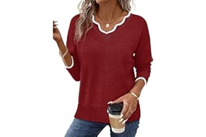 OFEEFAN Womens V Neck Sweaters Pullover Cozy Lightweight Sweaters Long Sleeve Tops Fall Outfits 2025