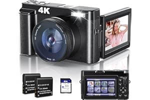 SEVENAT Newest 4K Digital Camera for Photography and Video, 48MP Vlogging Camera with SD Card Autofocus Anti-Shake, 3'' 180° Flip Screen 16X Zoom Digital Camera with Flash, Compact Digital Camera for Travel