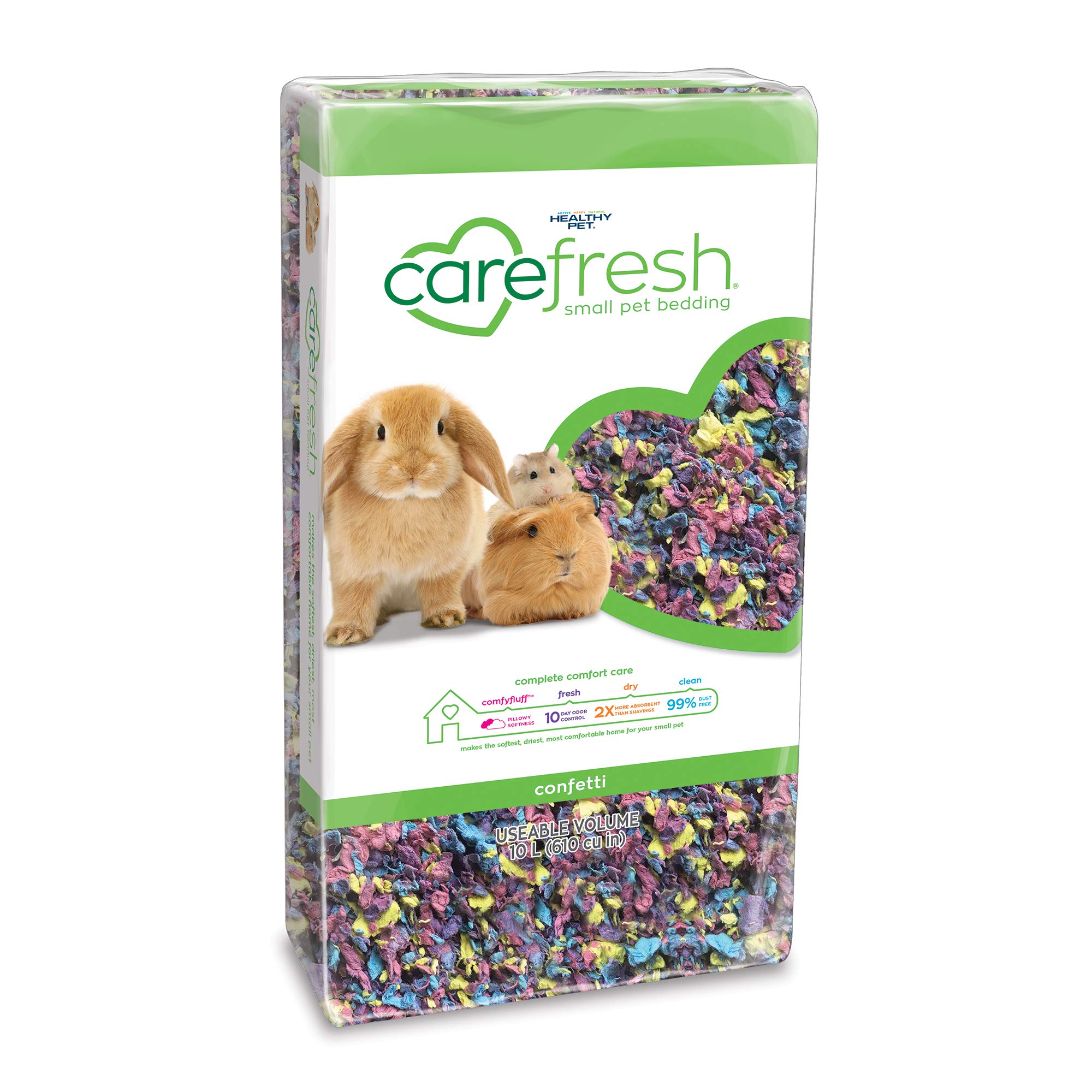 carefresh Dust-Free Confetti Natural Paper Small Pet Bedding with Odor Control, 10 L