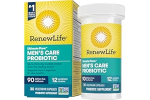Renew Life Men's Care Probiotic Capsules, Supports Mens Digestive, Colon, Immune and Respiratory Health, L. Rhamnosus GG, Dairy, Soy and gluten-free, 90 Billion CFU, 30 Count
