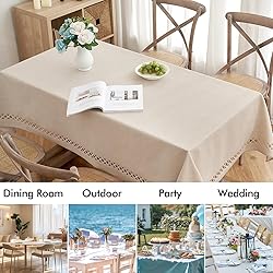 MIULEE Natural Thick Polyester Linen Rectangle