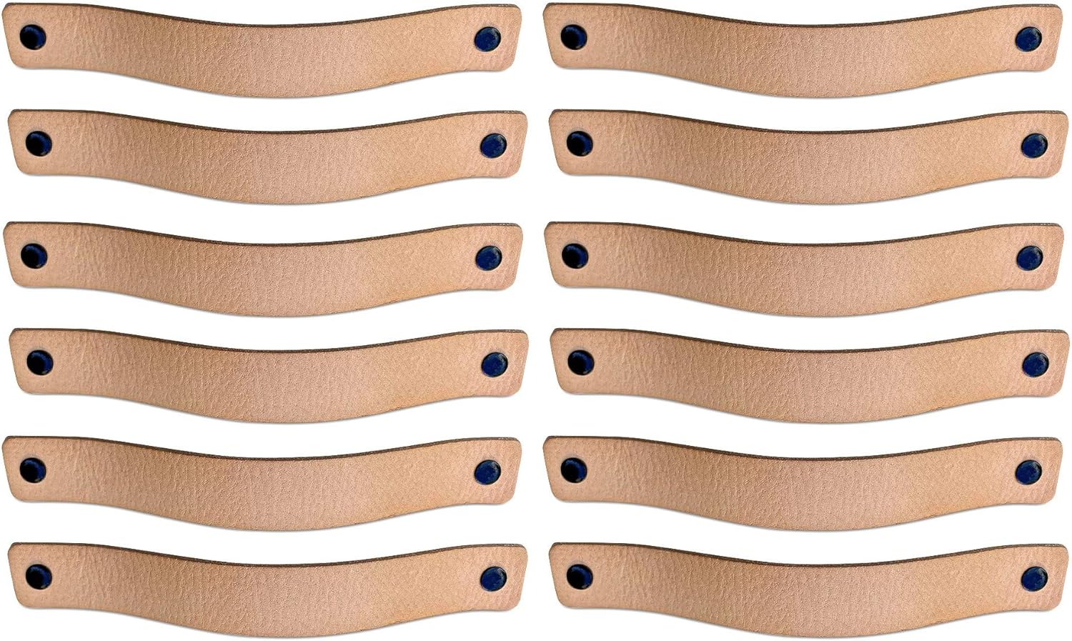 Brute Strength, Leather Handles for Furniture, Natural, 12 pcs, 20 x 2,5 cm, Cabinet Handle, Door Handle for Kitchen Bathroom